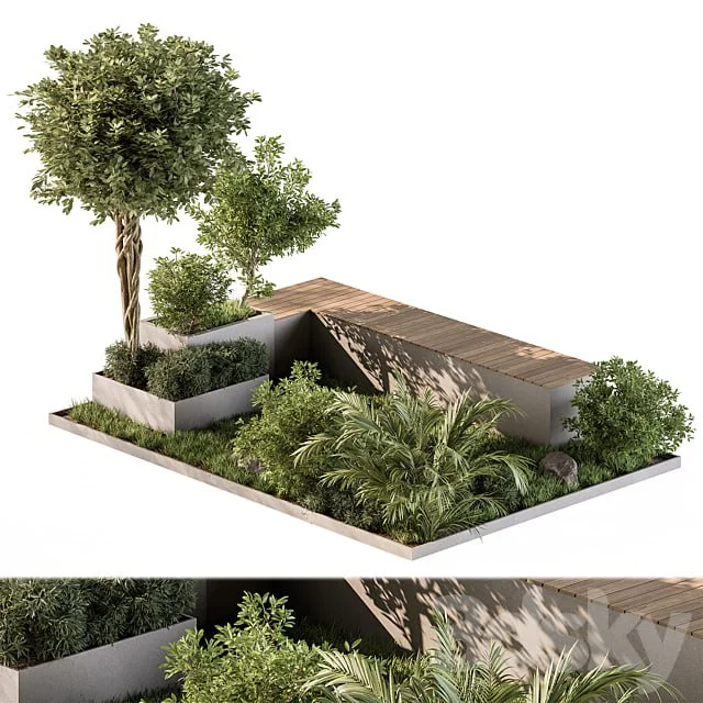 Urban Furniture Bench with Plants- Set 43